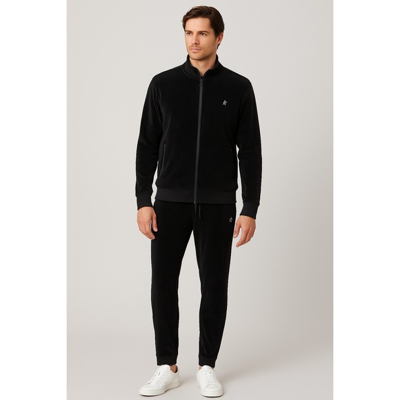 Perfect Moment Men's Black Velour Jogger Pants Size M Drawstring Waist Athleisur